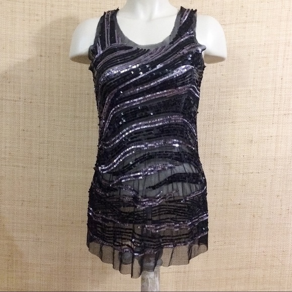Romeo & Juliet Couture szS  Sequin Tank blk/gry - Picture 2 of 7